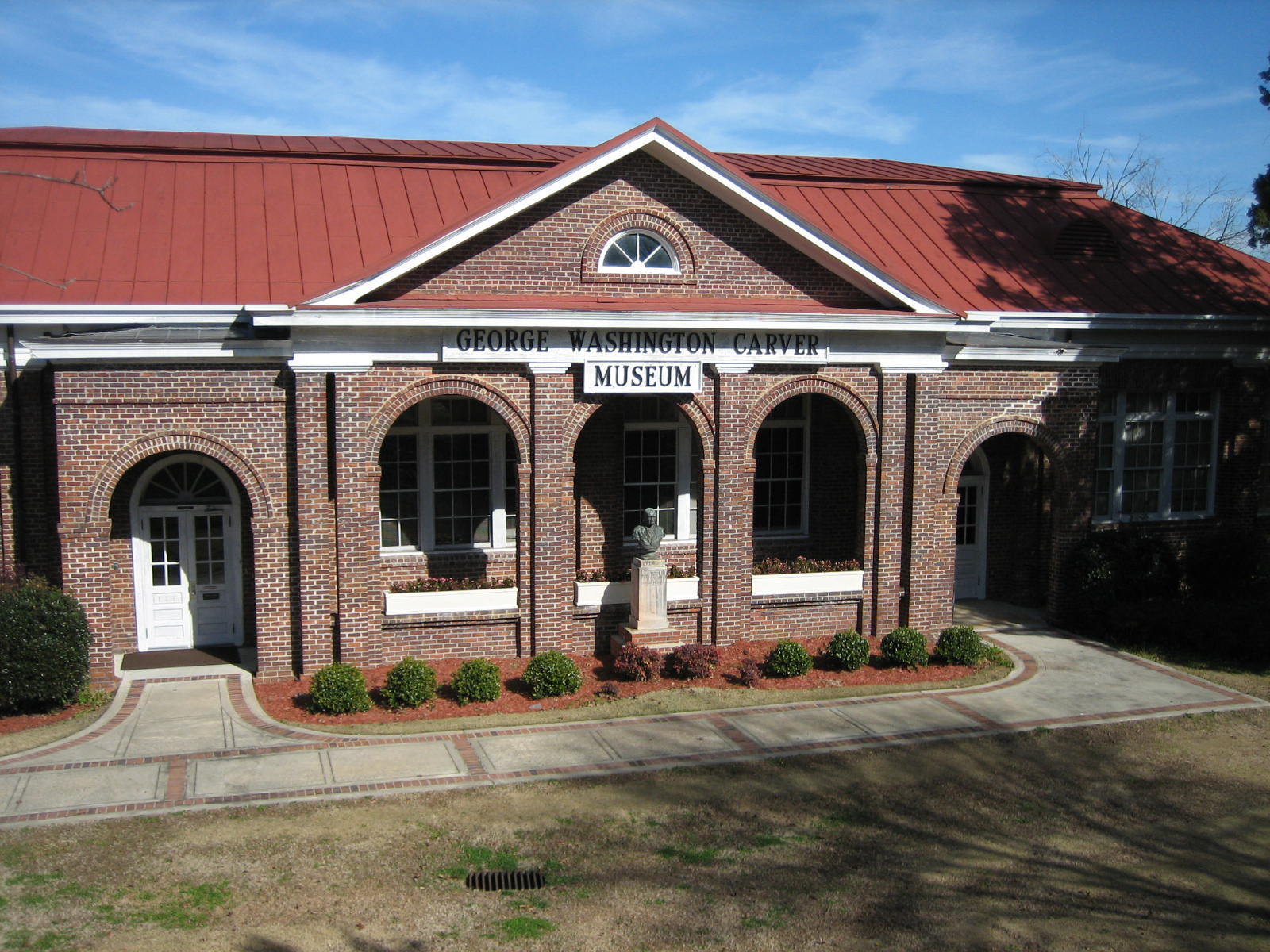 Front of the George Washington Carver Museum in Tuskegee, Alabama, USA.