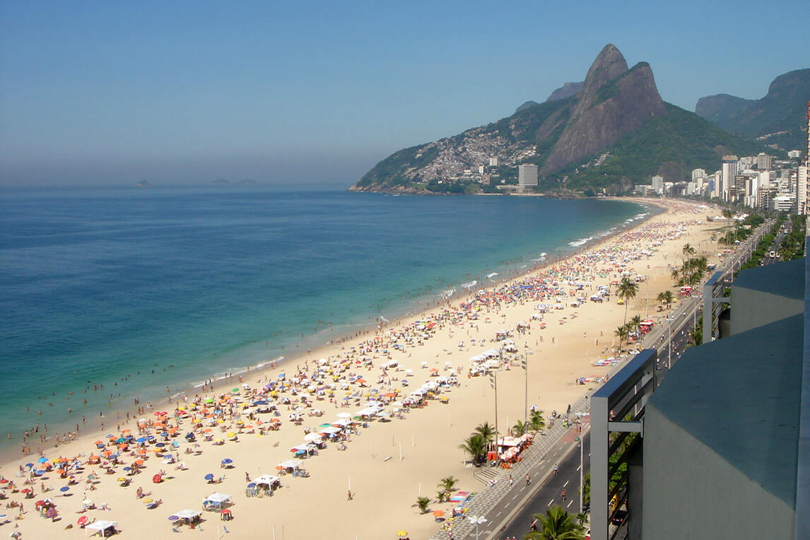 Panoramic view of Ipanema and Leblon beaches, Rio de Janeiro, Brazil