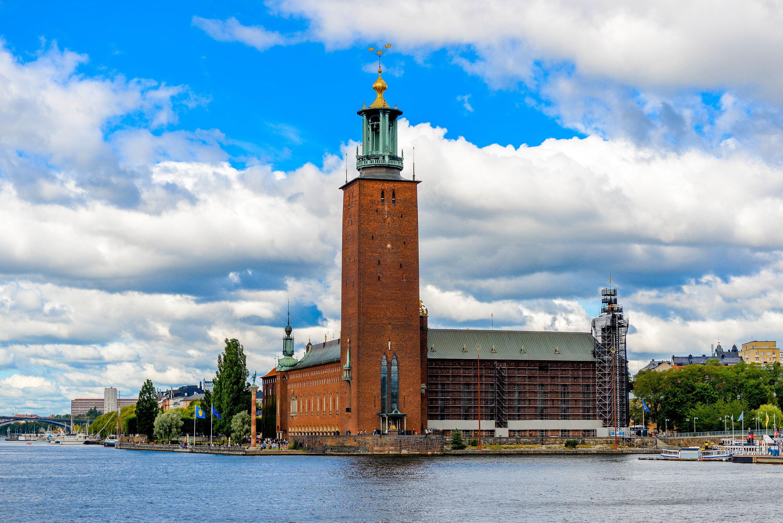 Stockholm City Hall at Kungsholmen in Stockholm, Sweden.