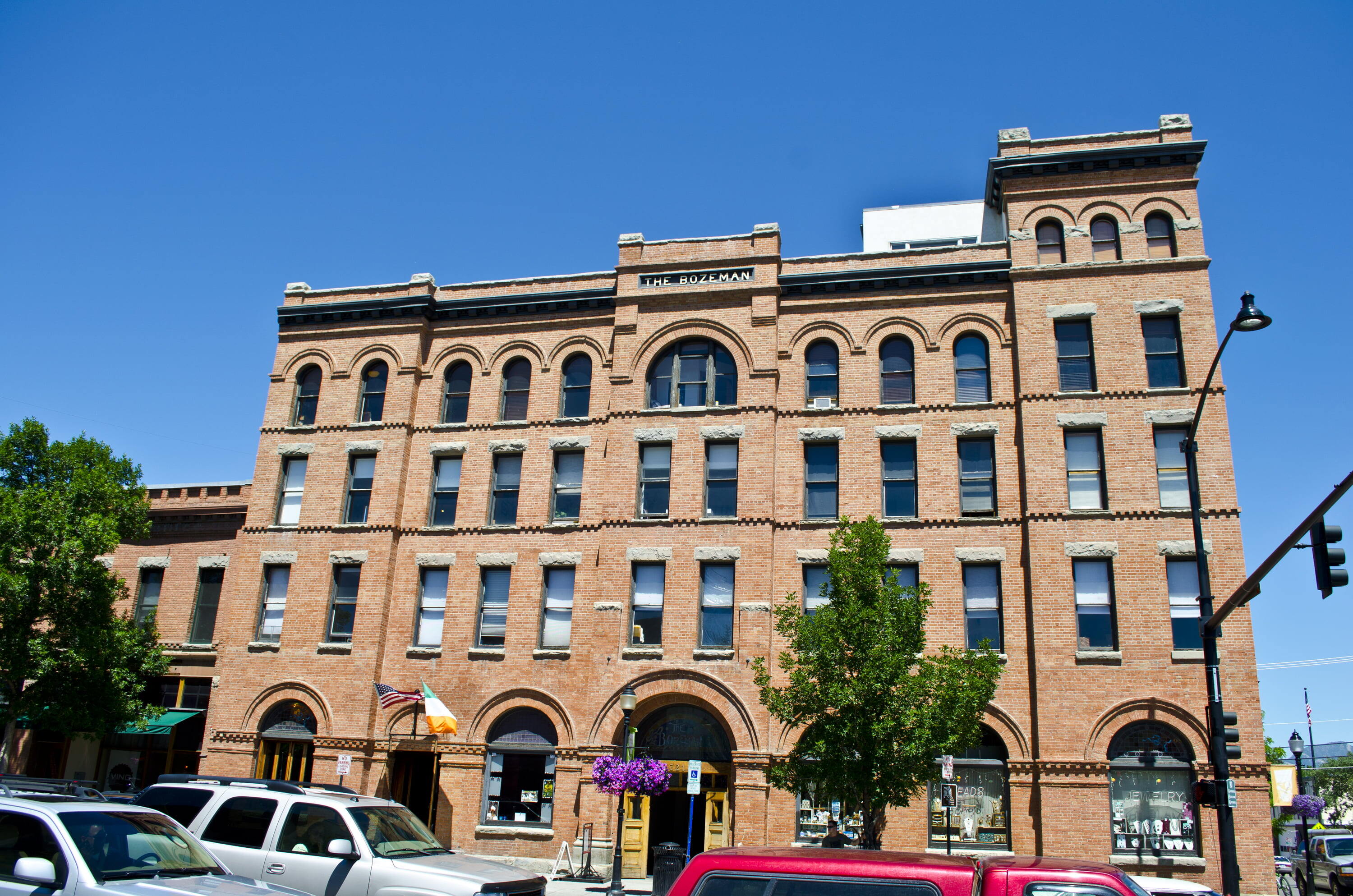 Bozeman - Looking north at the main entrance of the Bozeman Hotel (321 E. Main), in Bozeman, Montana.