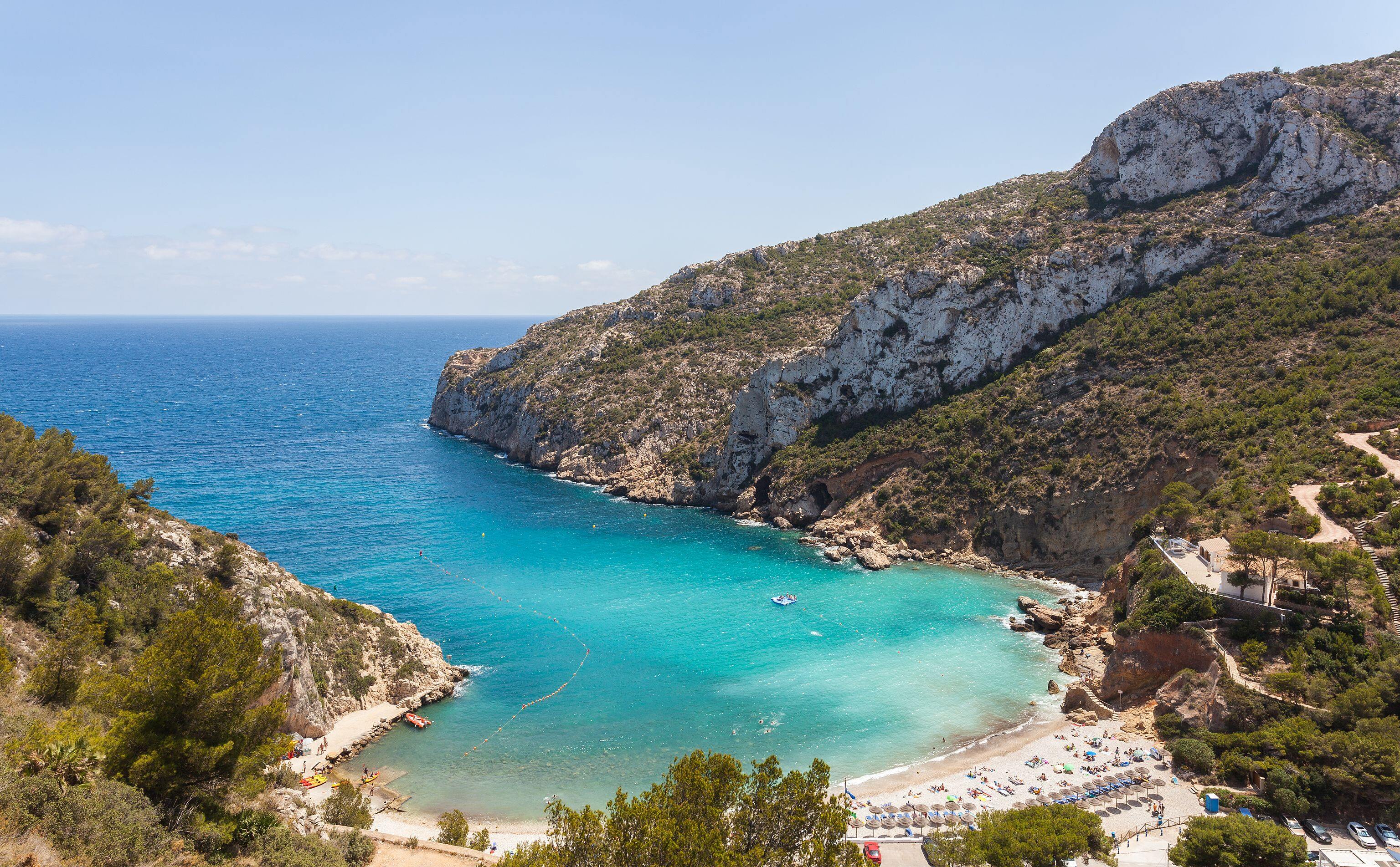 View of the beach of Granadella, Jávea, Spain. This mediterranean beach has been awarded with different prizes as the nicest in Spain. It has a length of 160 m and a depth of 10 m.