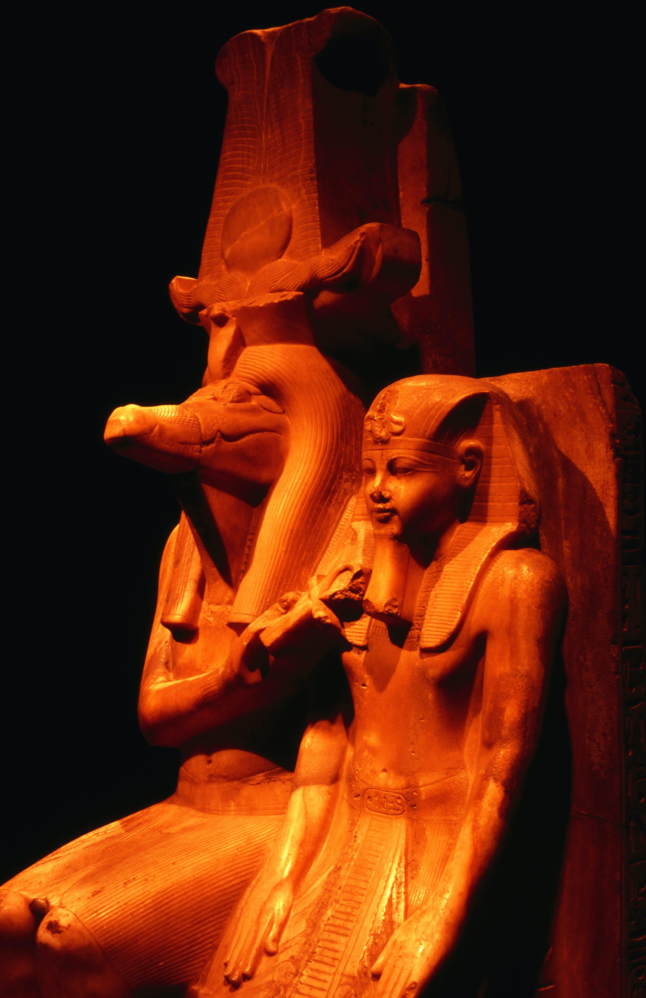 Amenhoteb III and god Sobek at Luxor Museum.