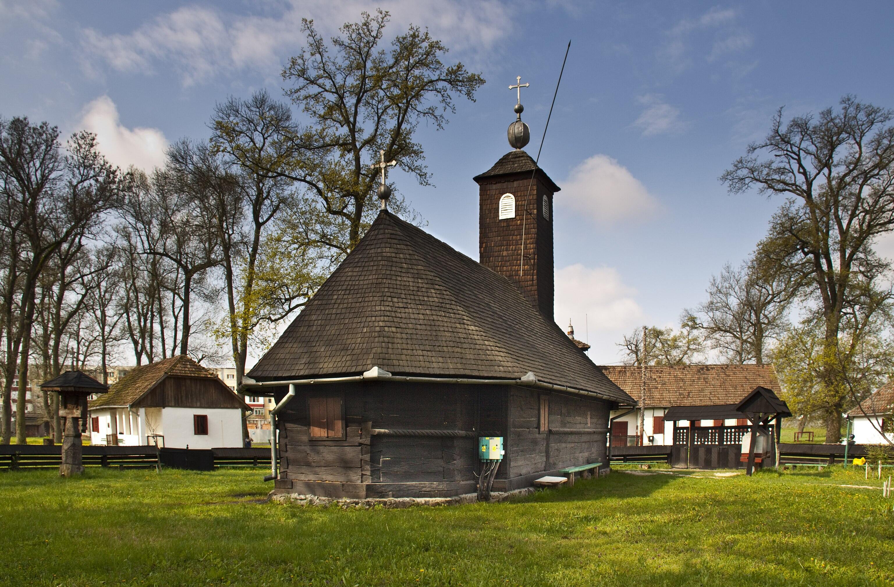 Topla, Timiş county, Romania. The wooden church transferred in the Banat Village Museum from Timişoara.