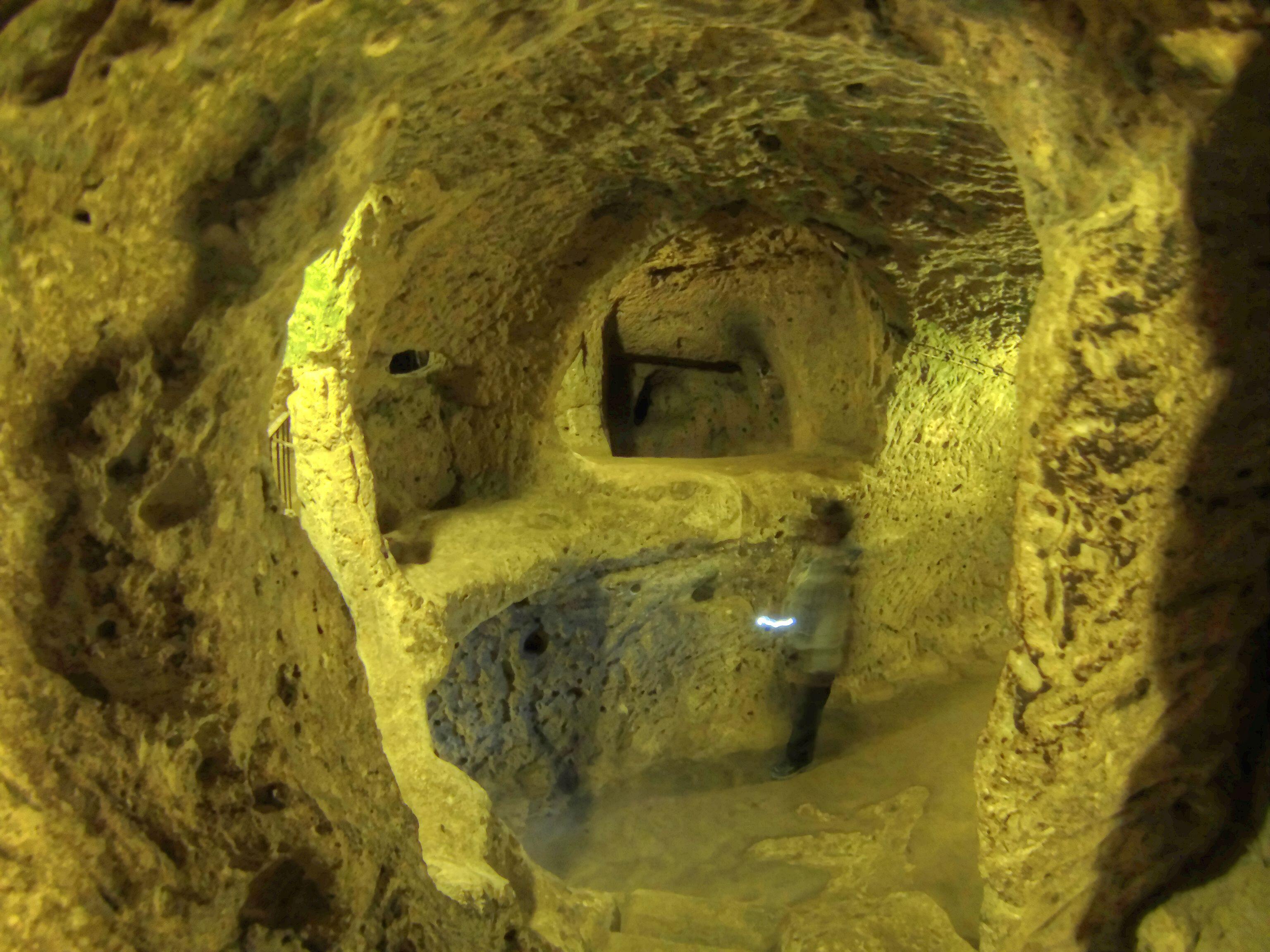 Derinkuyu Underground City in Cappadocia, Turkey. Christians fled the enemies and hid in this underground cities.