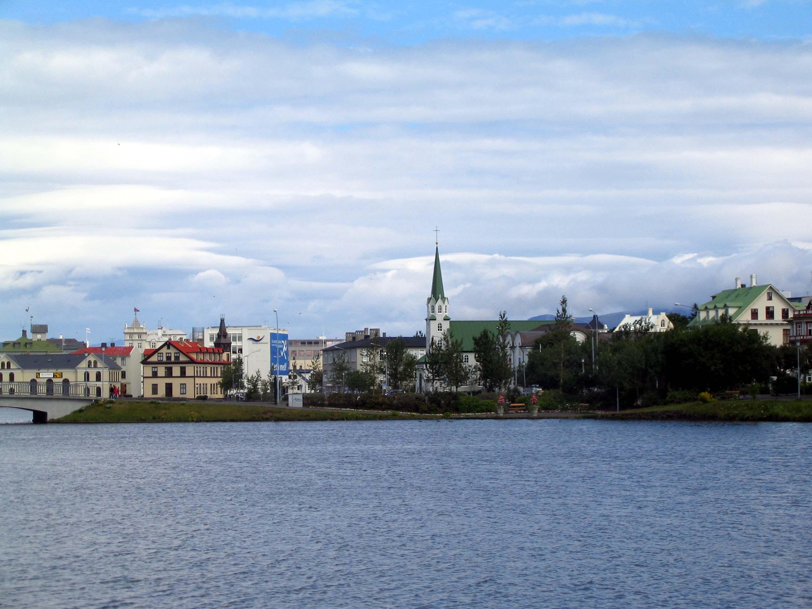 Tjornin lake and Reykjavik