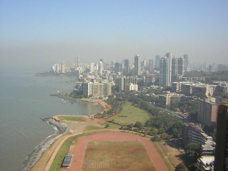 Looking down at Priyadarshini Park ( PDP) and further towards Worli.