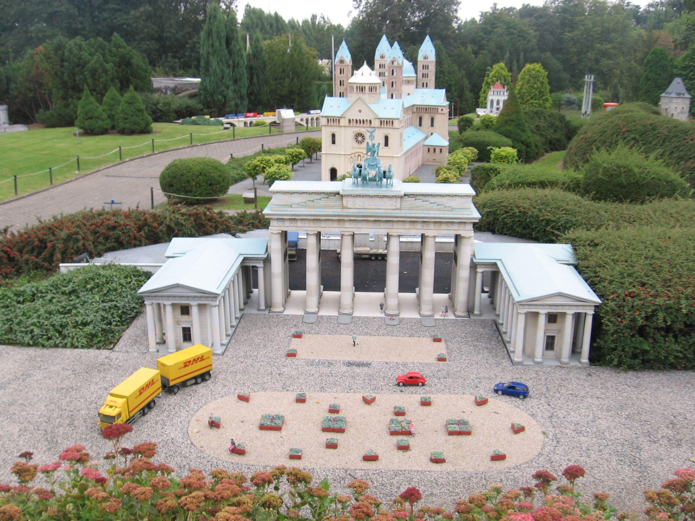 Mini Europe Park in Brussels, Belgium: Model of the Brandenburg gate in Berlin, Germany.