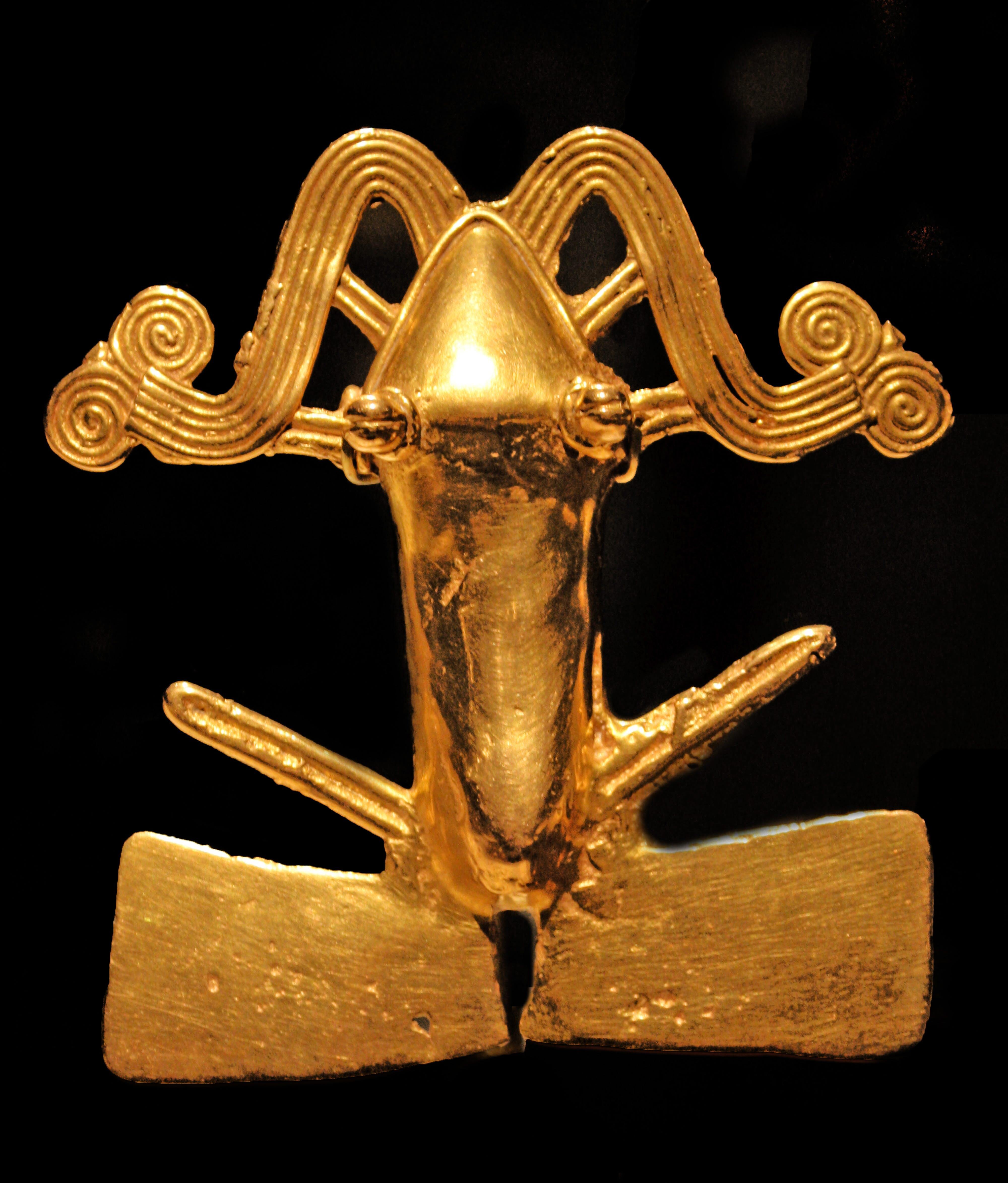 Frog Pendant. Costa Rica, Chiriqul. 11th-16th century. Cast Gold. Frogs are frequently depicted in the gold work of Costa Rica and Panama,. (Photo by Universal History Archive/UIG/Getty Images)