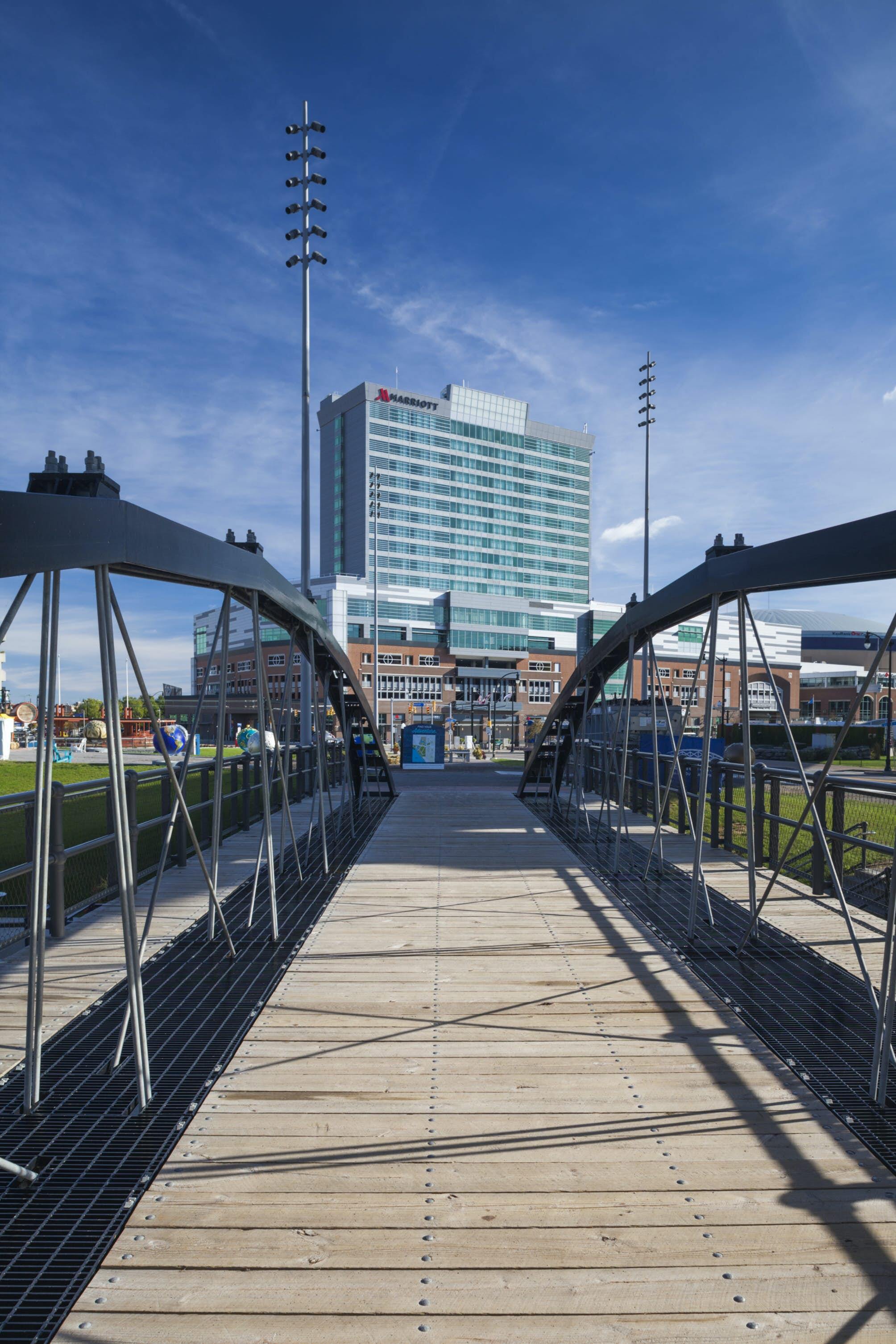 Canalside is a historic district within Buffalo, New York that was once the western terminus of the Erie Canal. Today, it has become a rich site of development, revival, and activity in Buffalo. The site includes the Commercial Slip, historically reconstructed Erie Canal and Main-Hamburg Canals.