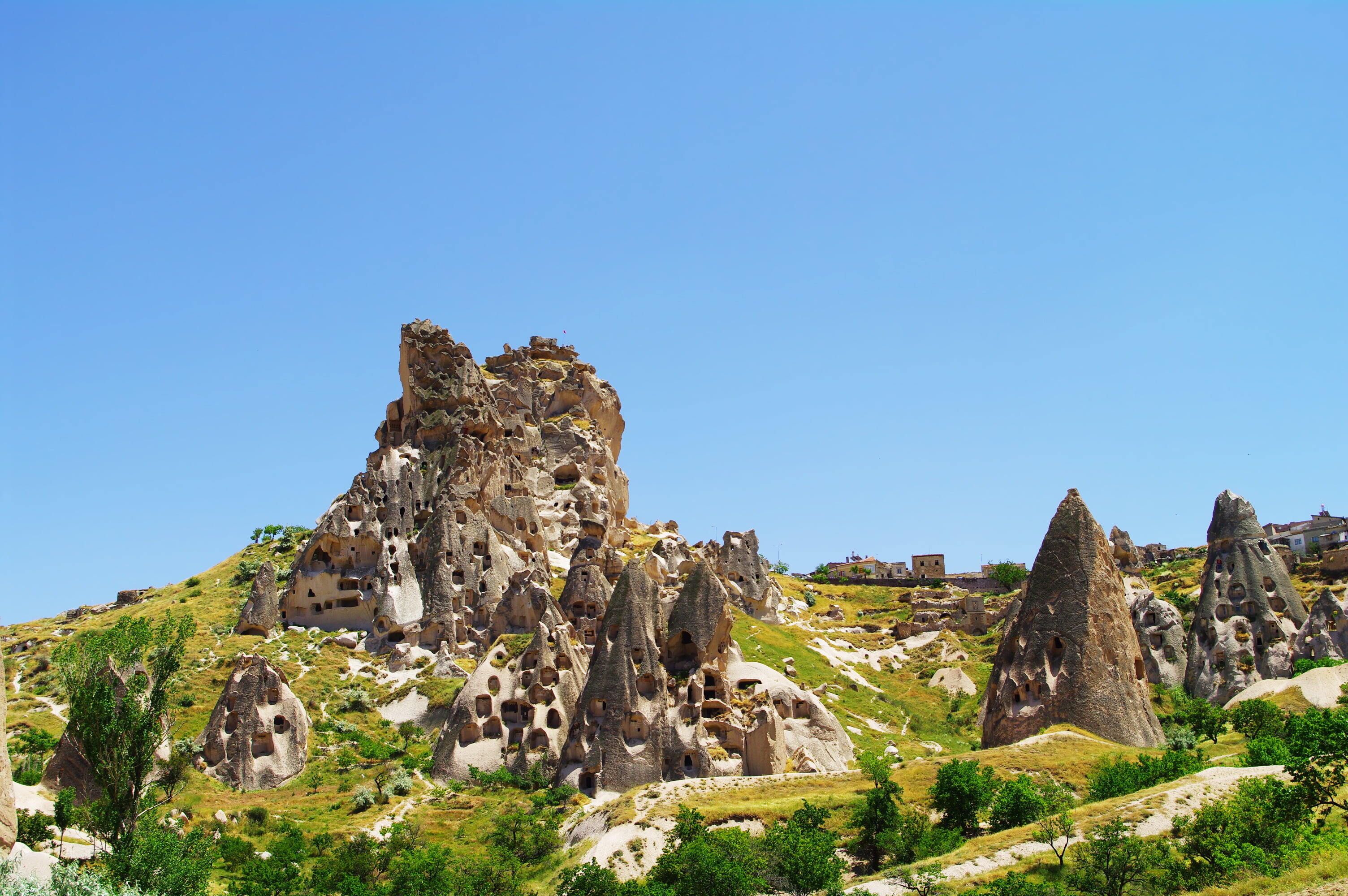 Nevsehir - Fairy chimneys in Uçhisar, Cappadocia. Nevşehir - Turkey.