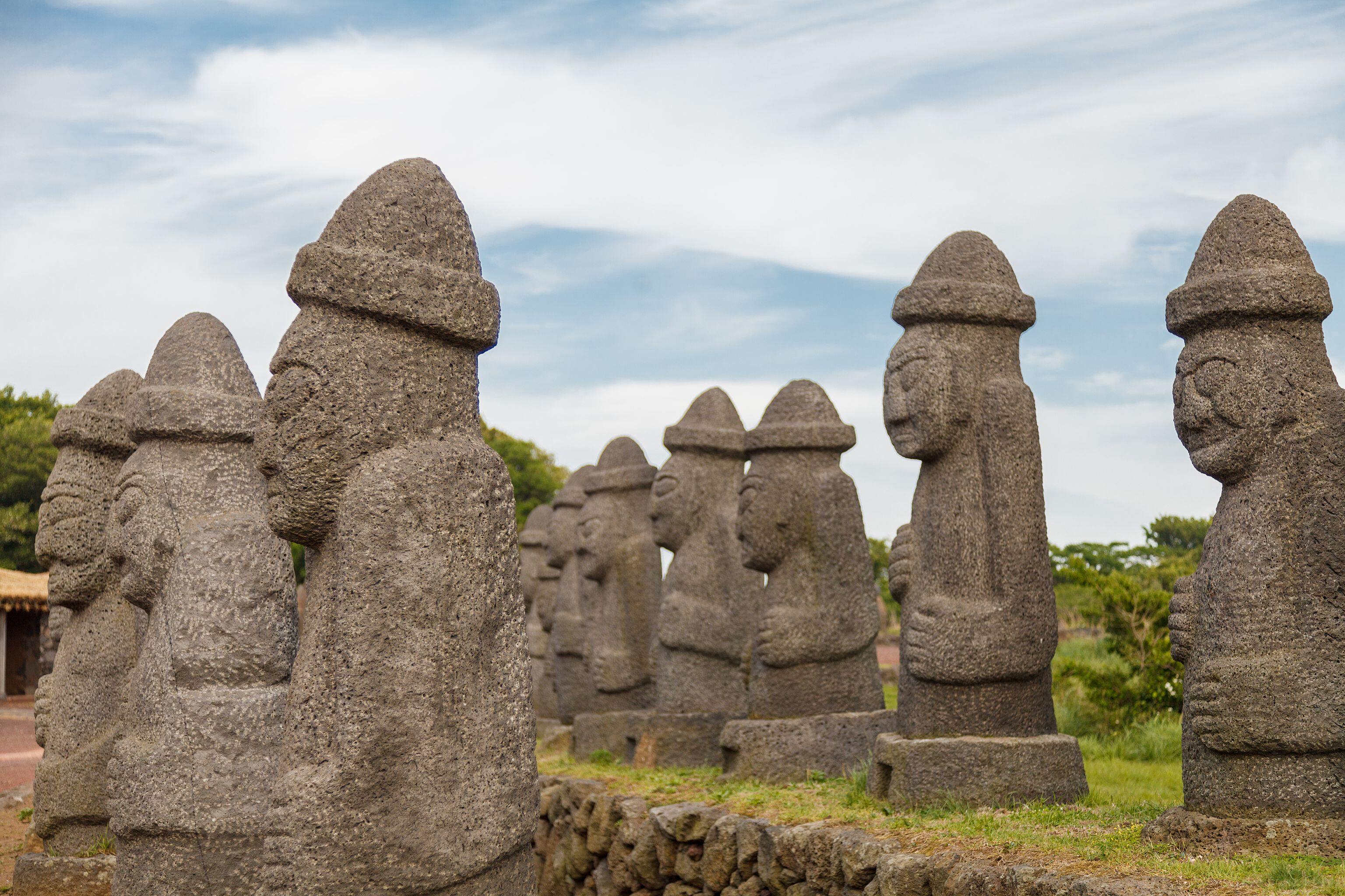 Dol hareubangs on Jeju island.